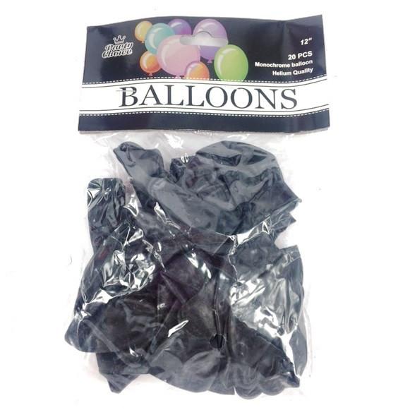 BALLOON 12" 20PC BLACK - Ustore