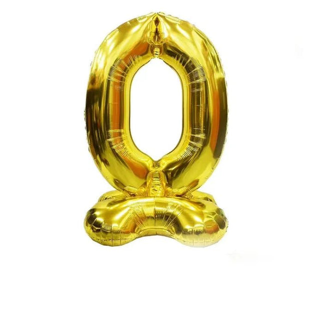 Giant Gold 50" Stand Up Foil Air Filled Balloon Number 0 - Ustore
