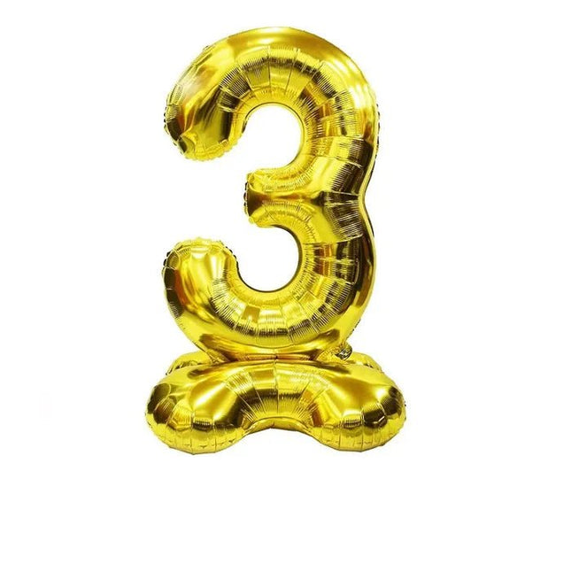 Giant Gold 50" Stand Up Foil Air Filled Balloon Number 3 - Ustore